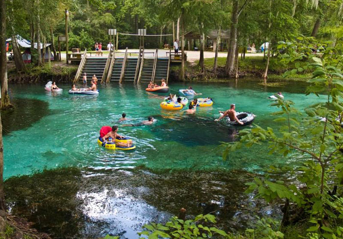 people tubing in the water at Ginnie Springs