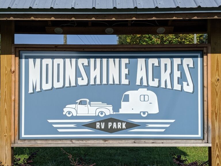 Moonshine Acres RV Park sign