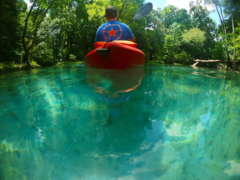 person canoeing in Florida springs
