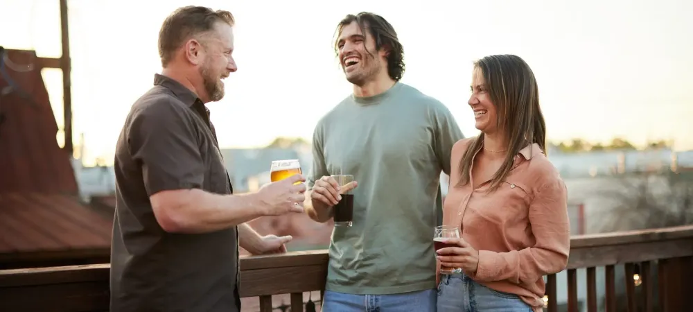 Group of friends laughing together